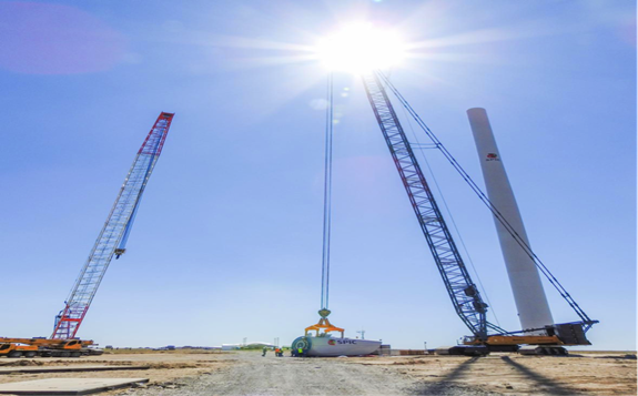 中亞規模最大的札納塔斯100兆瓦風電項目首批風機成功并網