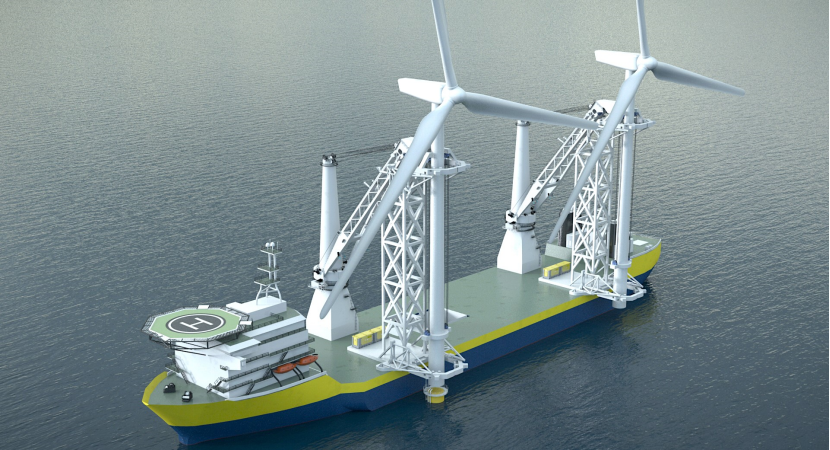 西班牙OffshoreTronic推出一款雙起重機海上風電安裝船