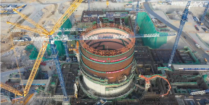  華龍一號漳州核電1號機組核島反應堆廠房鋼襯里模塊六順利吊裝就位