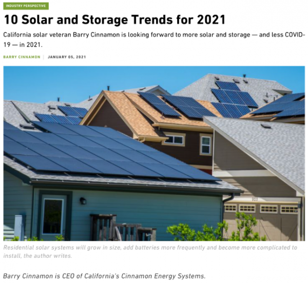 预测美国加州2021年光伏和储能应用的10个趋势