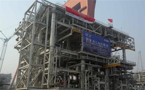 全球首例一体化建造LNG工厂首个核心工艺模块在青岛完工交付