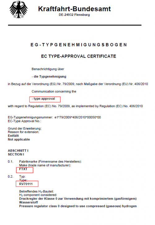 走向国际市场！未势能源70MPa减压阀通过德国交通部（KBA）EC79认证