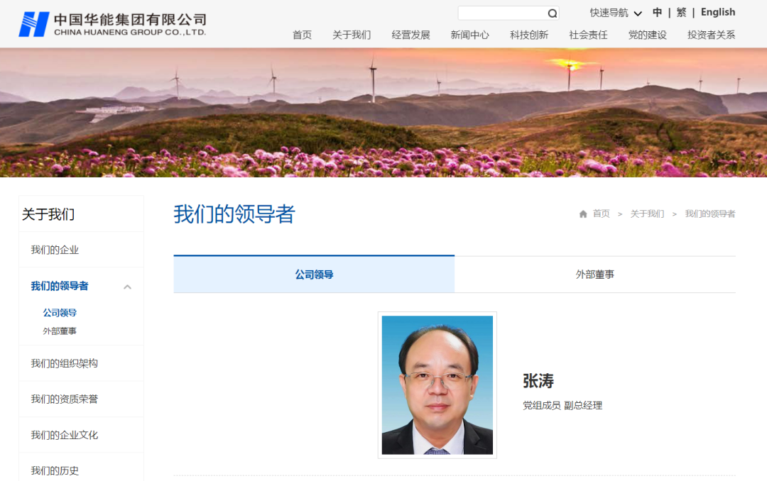 张涛任中国华能集团党组成员、副总经理