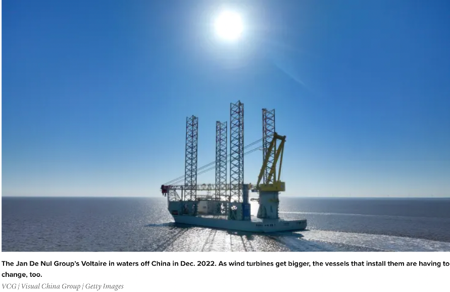 英国建造世界最大海上风电场的安装船“伏尔泰”号是中国造！
