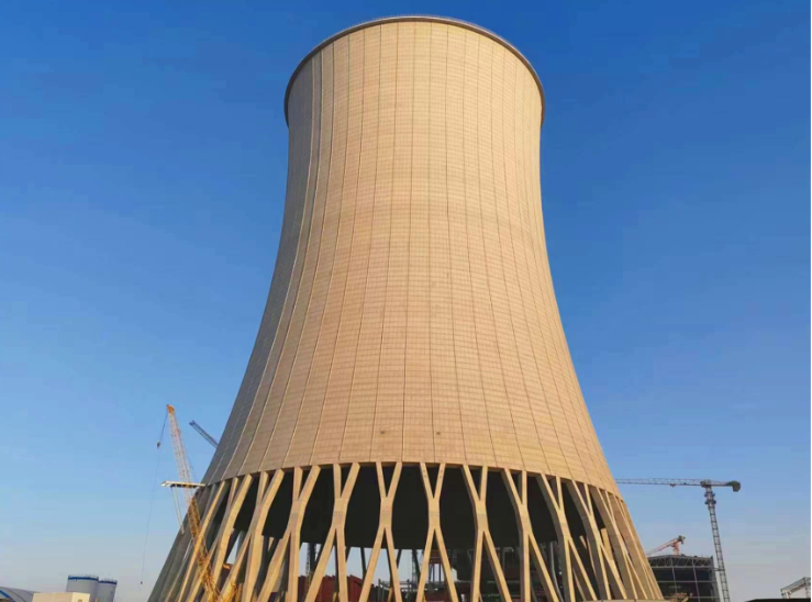 中能建建筑集团新疆昌吉英格玛电厂工程项目部  间冷塔展宽平台开始吊装