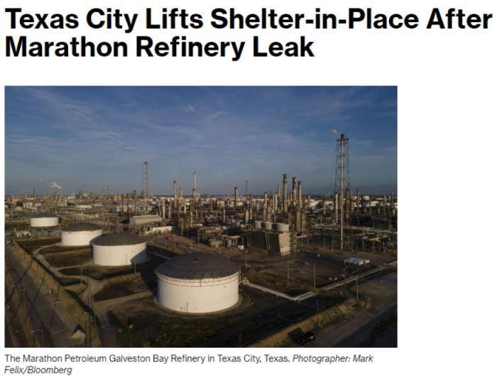 美国得州炼油厂有毒物质泄漏 当地政府要求避难