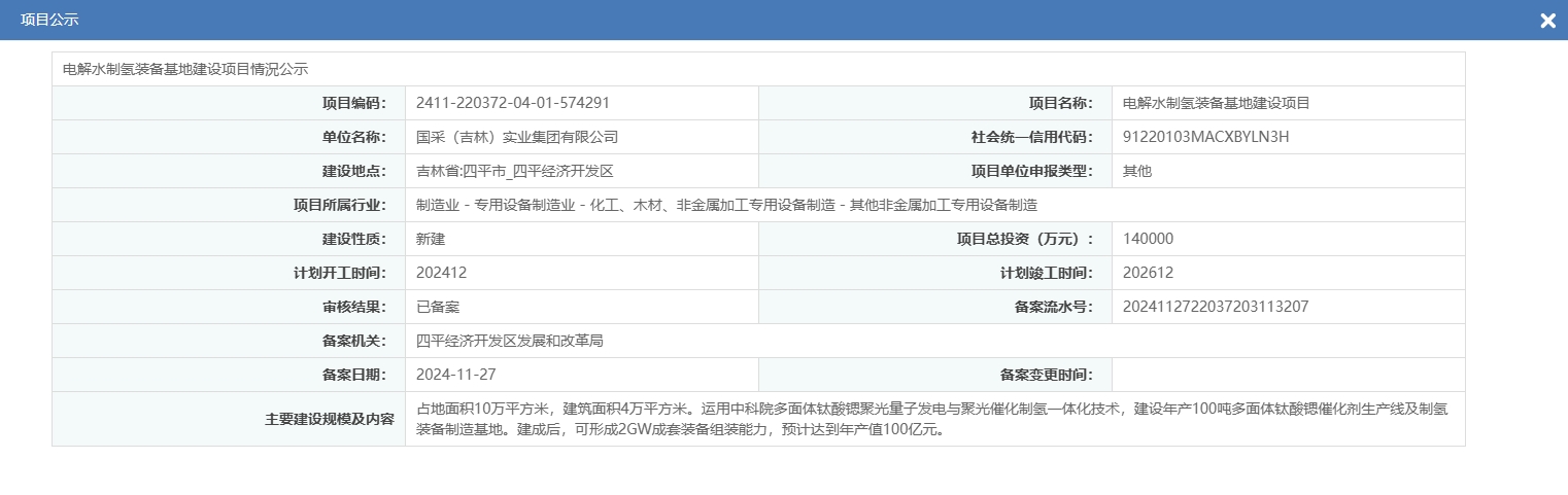 总投14亿！2GW电解水制氢装备基地获批