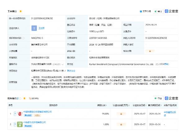 1000萬！中國(guó)鐵建投資成立環(huán)境治理公司