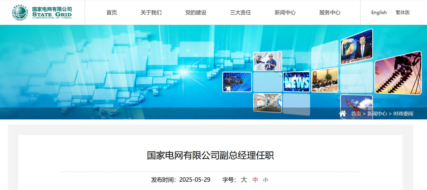 國家電網(wǎng)有限公司副總經(jīng)理任職